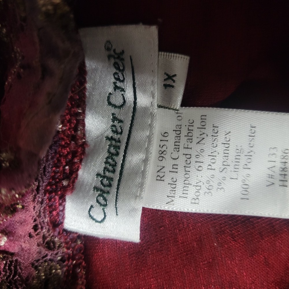 Coldwater Creek Burgundy and Purple Lace-Detail Long Sleeve Top - Picture 5 of 7